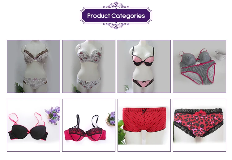 New girl's no pilling delicate polyester print push up panties and bra