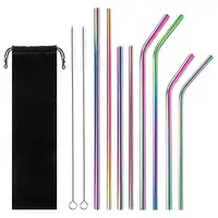 

Factory Wholesale Collapsible Color Drinking Custom logo Stainless Steel Straw Reusable Metal Straw with Cleaning Brush