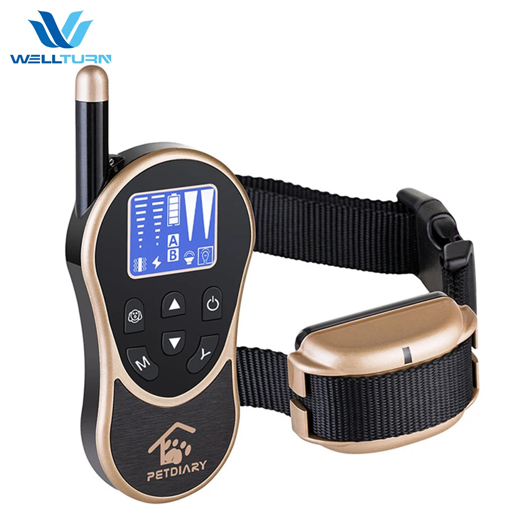 

2018 New Petdiary WT774 Rechargeable IPX6 Waterproof 660 Yards Electric Remote Controlled Dog Training Shock Collar for dog, Golden;silver;white;black;rose gold