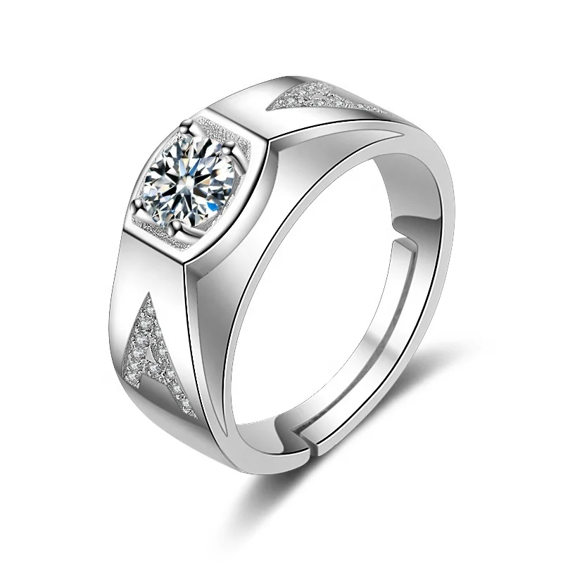 

CZ Diamond Moissanite 925 Silver Plated Men's wedding engagement ring MJ025