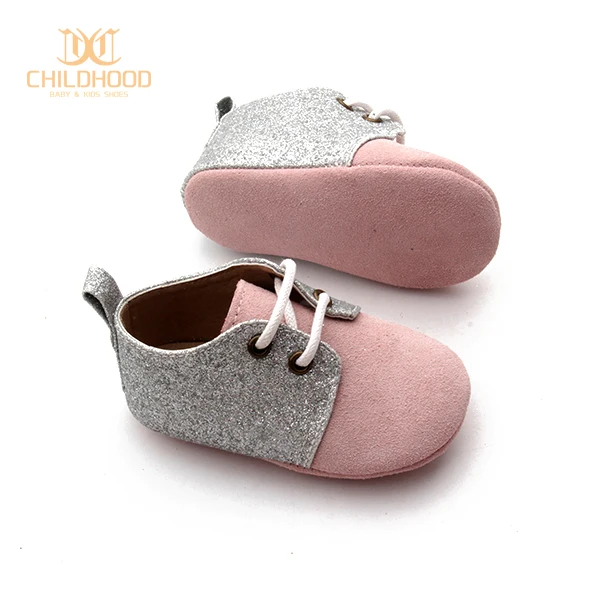 
Glitter Leather Suede Sole Baby Dress Shoes 