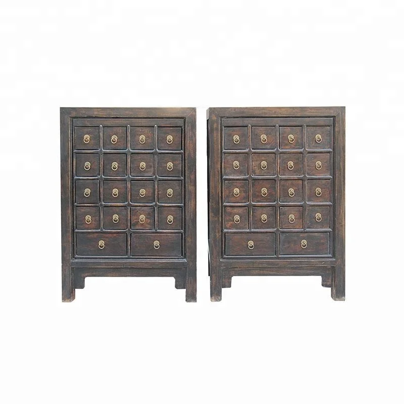
chinese antique lacquer wooden apothecary medicine chest cabinet furniture  (60588485549)