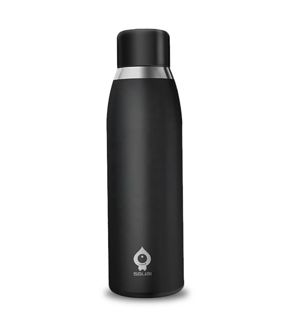 

Smart Reminder Stainless Steel Sport Water Bottle with APP, Black;white