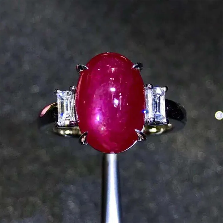 

wholesale luxury wedding gemstone jewelry 18k gold stone ring Myanmar 7.02ct natural ruby finger ring