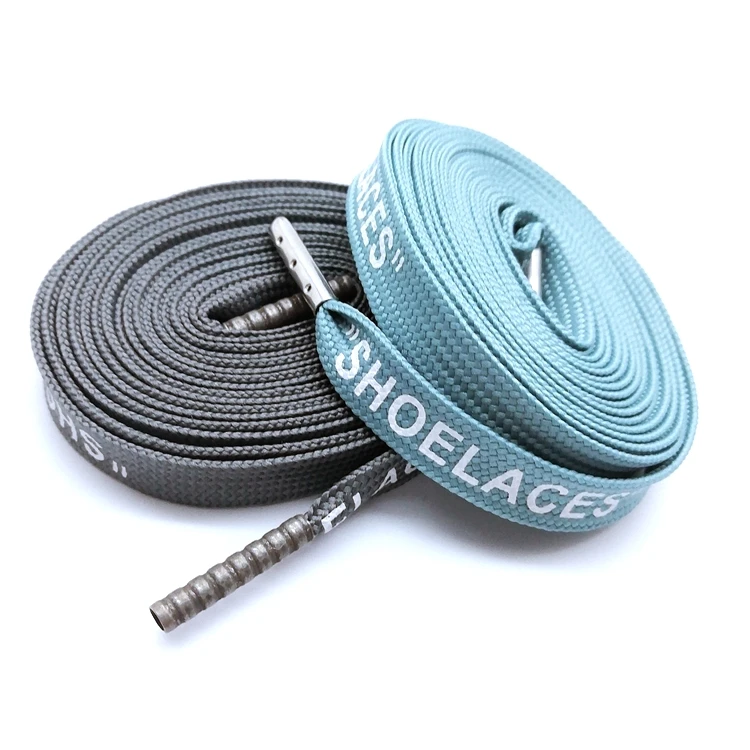 Wholesale Bulk Cheap Flat Coloured Custom Shoe Laces Metal Tip Laces