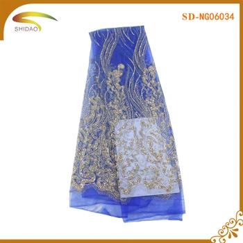 blue and gold lace fabric