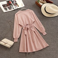 

hot sale new arrival spring crew neck backless sexy sweater dress
