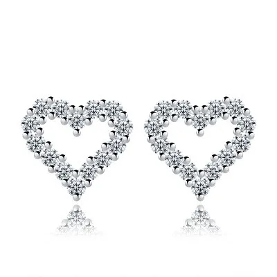 

Romantic love gift solid sterling silver cubic zirconia heart shaped earring for women