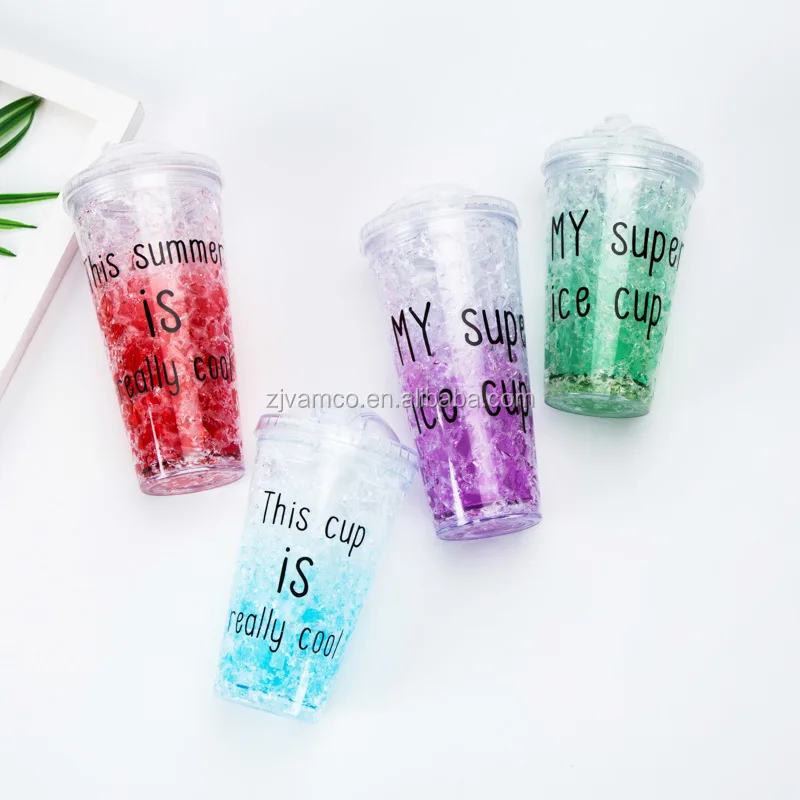 650ml Novelty Plastic Ice Cup With Straw,Ice Gel Bottle - Buy 650ml Cup ...