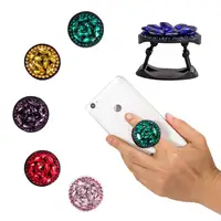 

2019 Custom logo Popping up Phone Socket beautiful 8 diamond Phone Holder Sockets for Cell Mobile