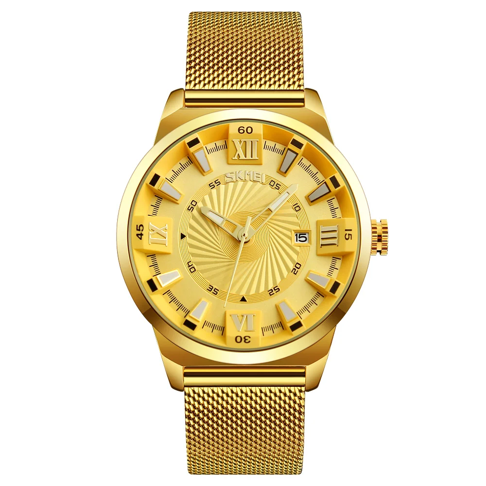

skmei stainless steel golden wrist strap relojes hombre business style quartz watches men manufacture