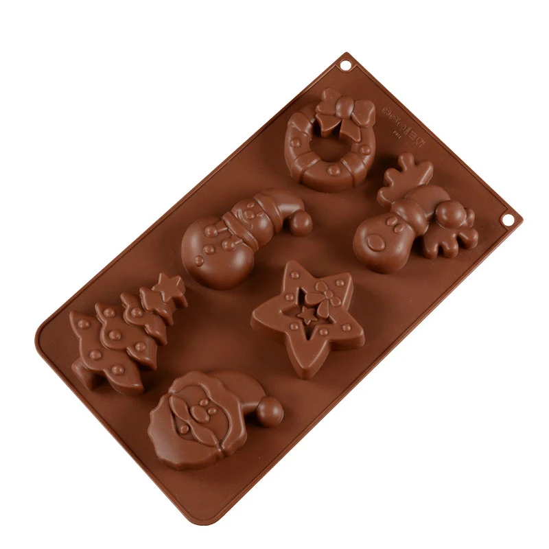

High Quality 6 Cavity Lovely Christmas Series Shape Silicone Chocolate Cake Mold For Sale, As picture or as your request