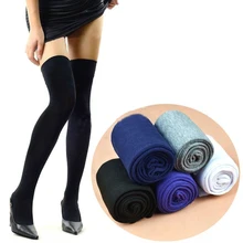 2016 Winter New Fashion Over The Knee Socks Thigh High Stockings Women Sexy Cotton Thinner Stocking Pantyhose White Black YNN