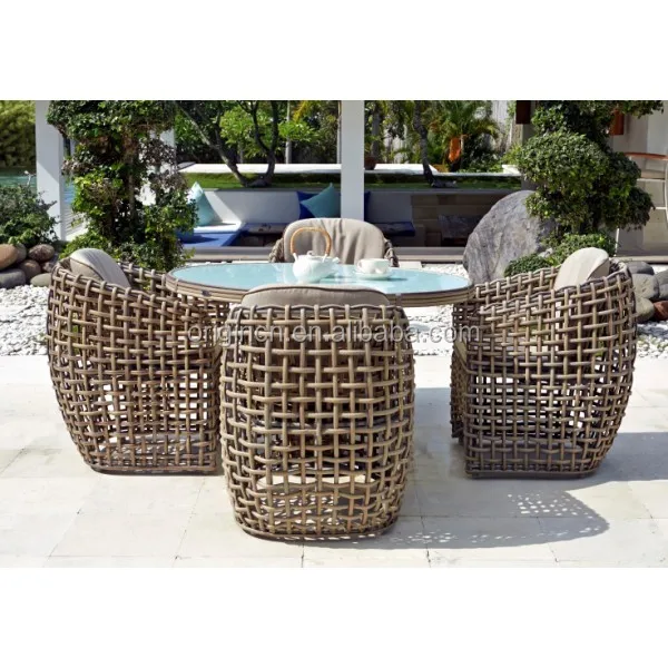 Half Round Designed Outdoor Dining Furniture Rattan Wicker Restaurant