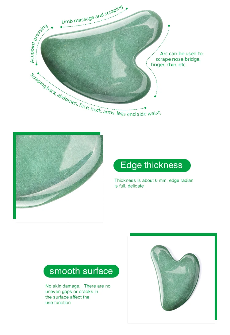 High Quality Jade Green Stone Gua Sha Board Face Body Massager Stone Green Aventurine Guasha Tool Reduce Wrinkles