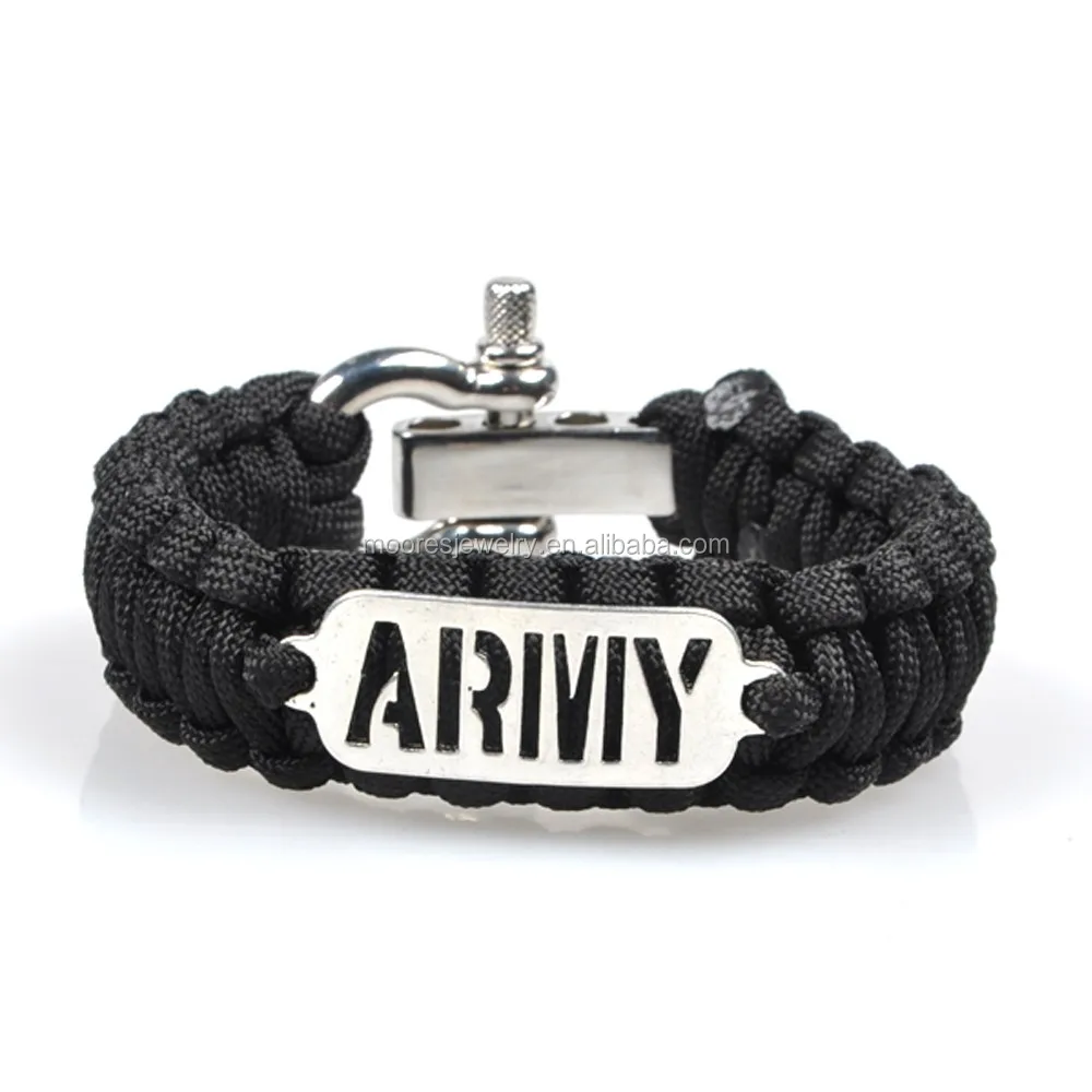 Custom Logo Engraved Metal Buckle Paracord Survival Bracelets,Custom