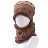 winter warm fleece lined beanie knitting hat scarf neck warmer set