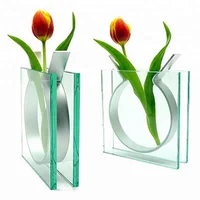 

factory wholesale hotel/office/home decoration creative natural style rectangular curved crystal acrylic flower vase