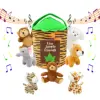 Talking Plush Animals 8 Piece Jungle Friends Stuffed 6" Animals and Plush Toy 12" House Bag Set/Large Stuffed Elephant Lion Bear