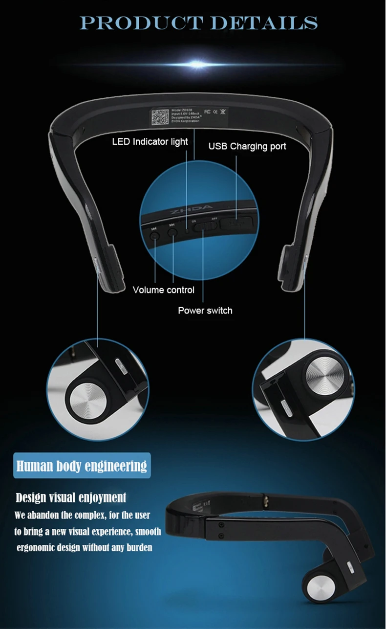2017 Hot Selling Style Sports Earphone Wireless Bluetooth Headset Bone Conduction Headphone
