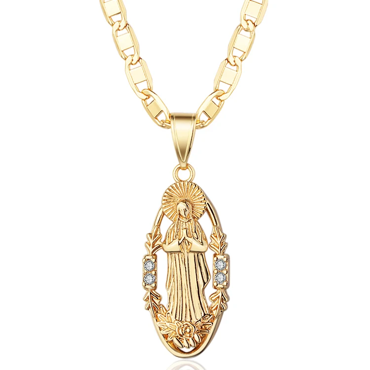 

Catholicism Guadalupe Virgin Mary Cubic Zirconia Religious Gold Plated Pendant for Women Jewelry