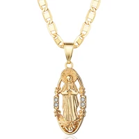 

Catholicism Guadalupe Virgin Mary Cubic Zirconia Religious Gold Plated Pendant for Women Jewelry