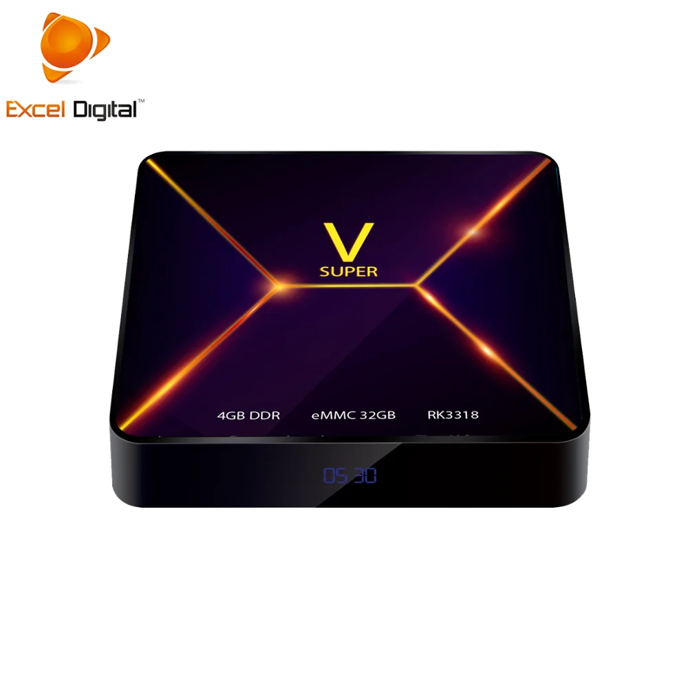 

Excel Digital Best Android 9.0 TV BOX Rockchip 3318 Quad-core Super V Linux Satellite Tv Box