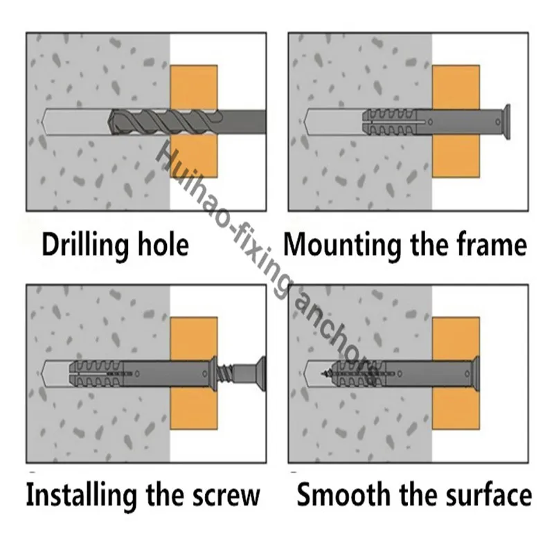 M8x100mm Nylon Frame Fixing Anchors,Plastic Expansion Plug With Metal