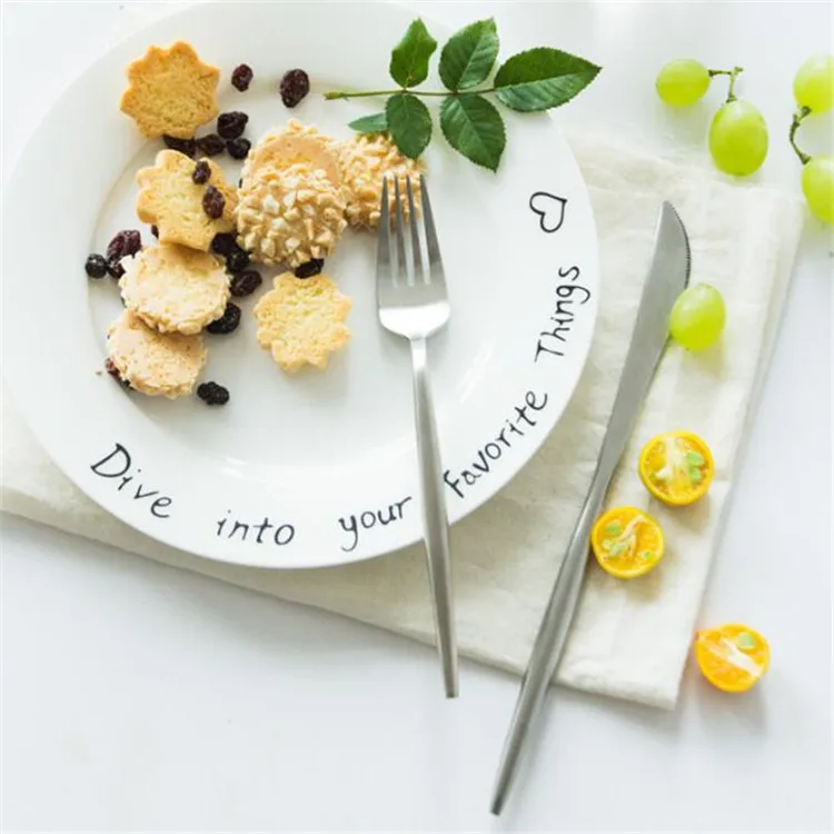 Pointed Tail Elegant Design Portugal Style Silver Knife Spoon Fork Utensil Flatware Set