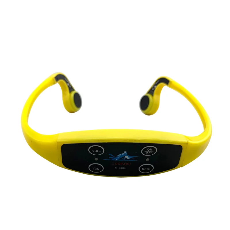 

Best Bone Conduction Swimming Headphones Wireless Underwater Headsets with FM Radio Designed for Swimming Training, Yellow, black