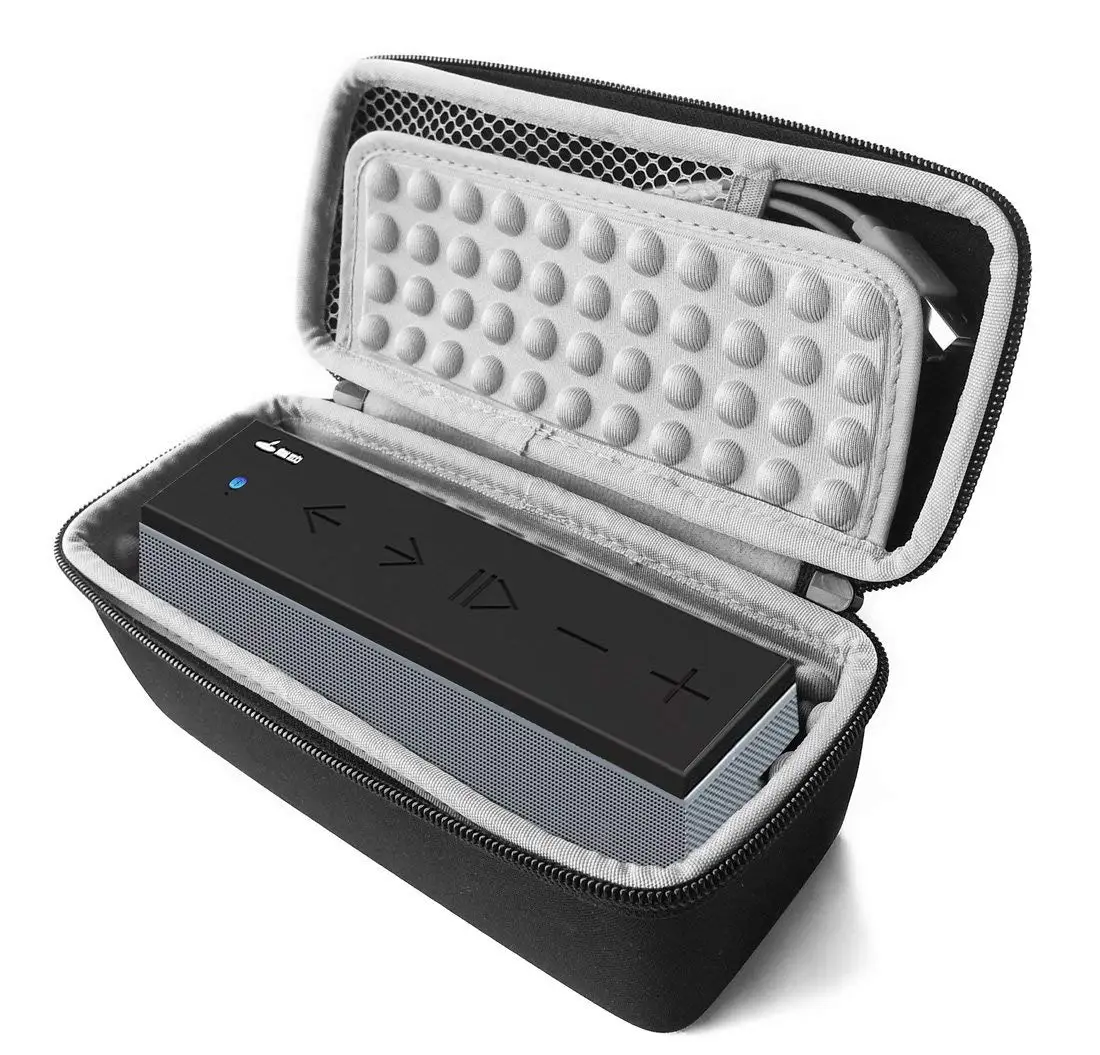 FitSand (TM) Carry Travel Zipper Protective EVA Storage Hard Case Box Bag for Meidong Universal Water Portable Bluetooth Speaker (Black+Gray)