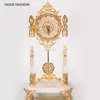 Sublimation crystal bell natural white nephrite quartz machine core metal table clock