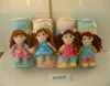 beautiful 4-colour soft plush girl doll rectangle cushion pillow toy with wool hair
