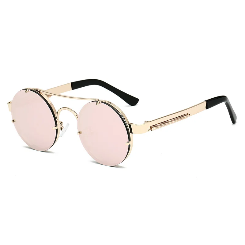 

2020 China new fashion round vintage unisex gafas de sol metal steampunk trendy women men shades sun glasses sunglasses 2021