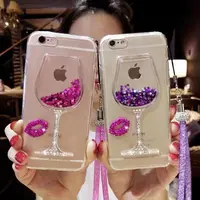 

New Design Red Wine Glass case Liquid Quicksand Glitter Phone Case for iphone11 pro Back Cover for samsung note10 A10 A30
