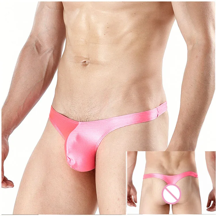 

Low waist ice silk sexy thong gay underwear, Blue;black;pink.