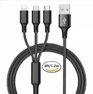 3 in 1 usb cable fast charging 3-in-1 fast charging cable usb fast charging micro cable for iphone, micro, usb c