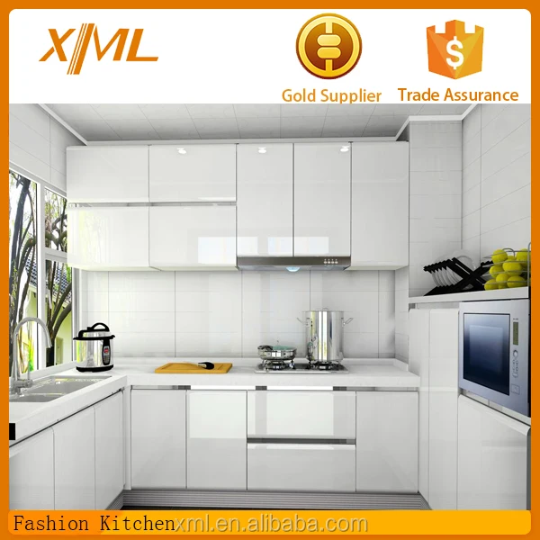 Modren high gloss white lacquer kitchen cabinet design /Fashion design white kitchen cabinet set