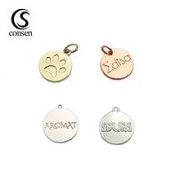 

Custom made logo engraved cheap gold pendant metal jewelry tags charms for necklace / bracelet