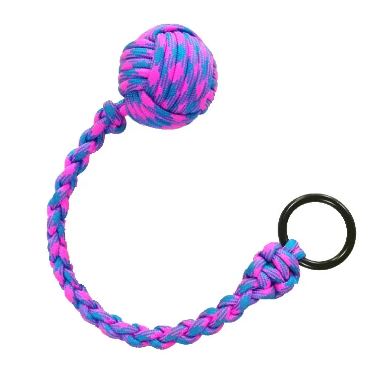 

Outdoor Multi Color Self Defense Paracord Monkey Fist With Metal Ball Tactical Gear Survival 550 Paracord Keychain, More than 300 colors