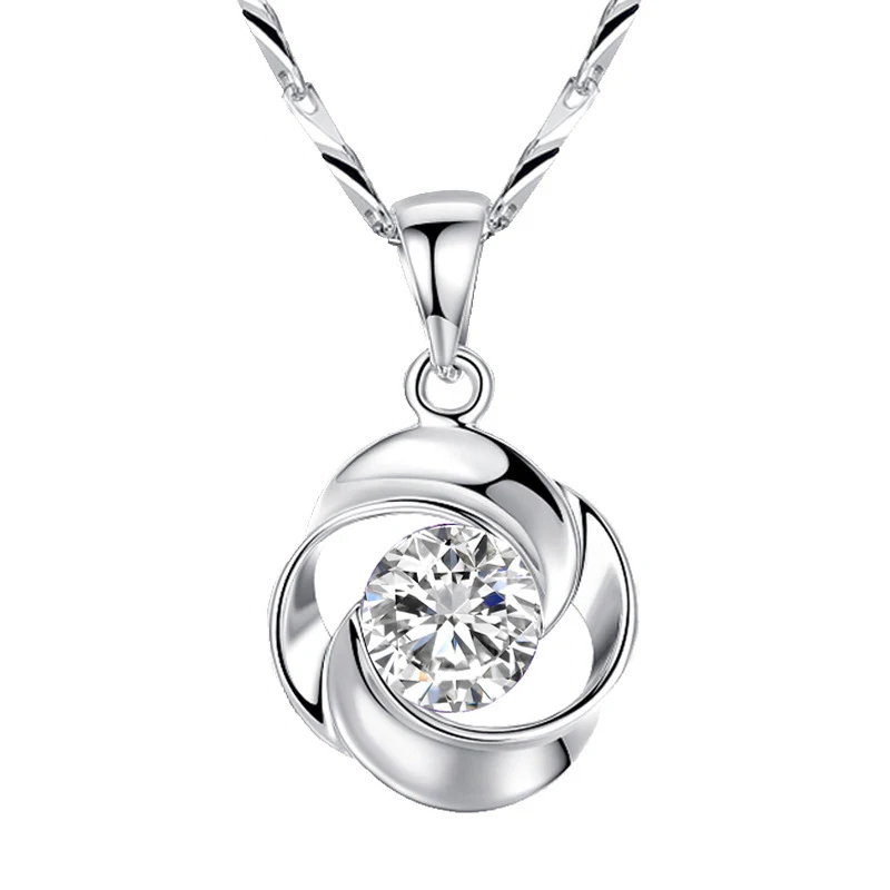 

New Arrived Platinum Plated Women 925 Sterling Silver Zircon Rose Shape CZ Sterling Silver Jewelry 925 Pendant For Necklace