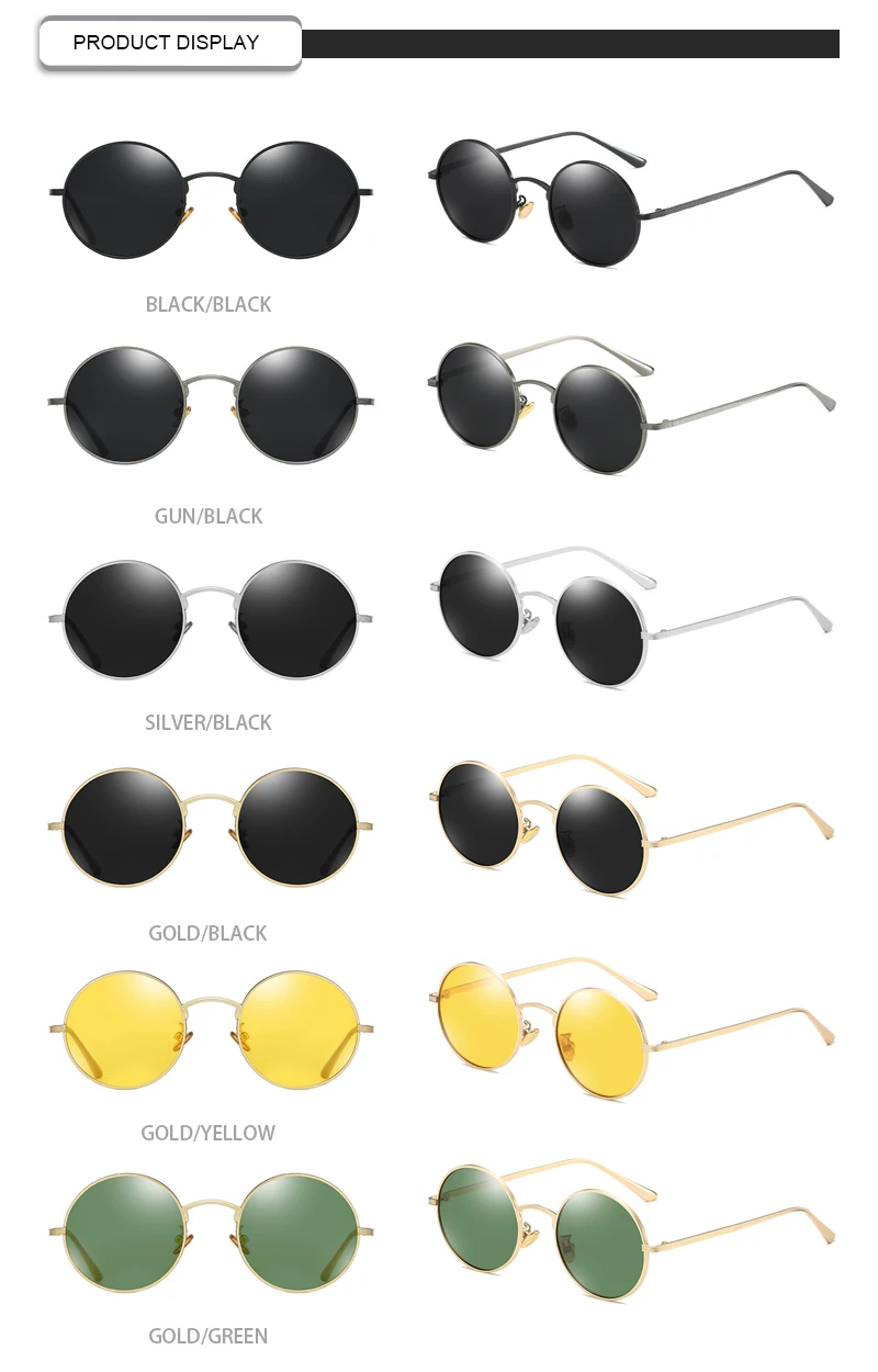 Wholesale 2019 Hippie Metal Frame Round Polarized Men Women Sunglasses