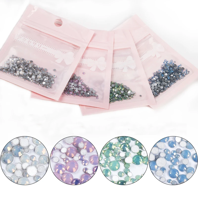 

Queen Fingers Mix Sizes Green Pink White Opal Diamond Jewelry Nail Rhinestone Crystal, 4 colors