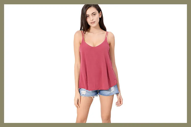 Sleeveless plain dyed fashionable popular sexy women breathable red top blouse