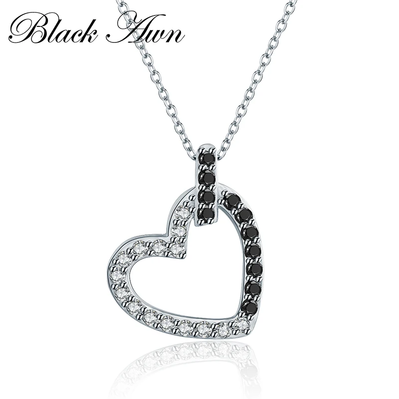 

[BLACK AWN] High Quality 925 Sterling Silver Fine Jewelry Trendy Engagement Necklaces for Women Wedding Pendants P184