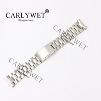 

CARLYWET 16 18 20 22 24mm Silver Hollow Curved End Solid Links Stainless Steel Watch Band Strap For OYSTER DATEJUST GMT