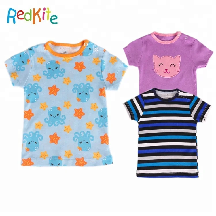 

Wholesale Fashion spring short sleeve newborn baby t-shirt with Snaps Button, Random combination of multiple patterns or customized color