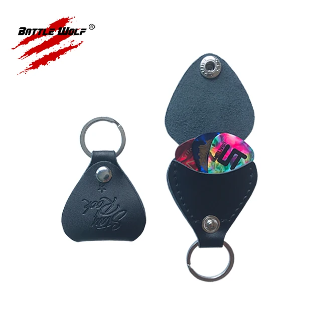 

leather keyring with guitar pick case, Colorful