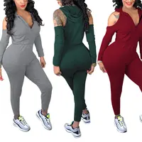 

81203-MX25 high quality girls clothing cut out sleeve hooded jumpsuit
