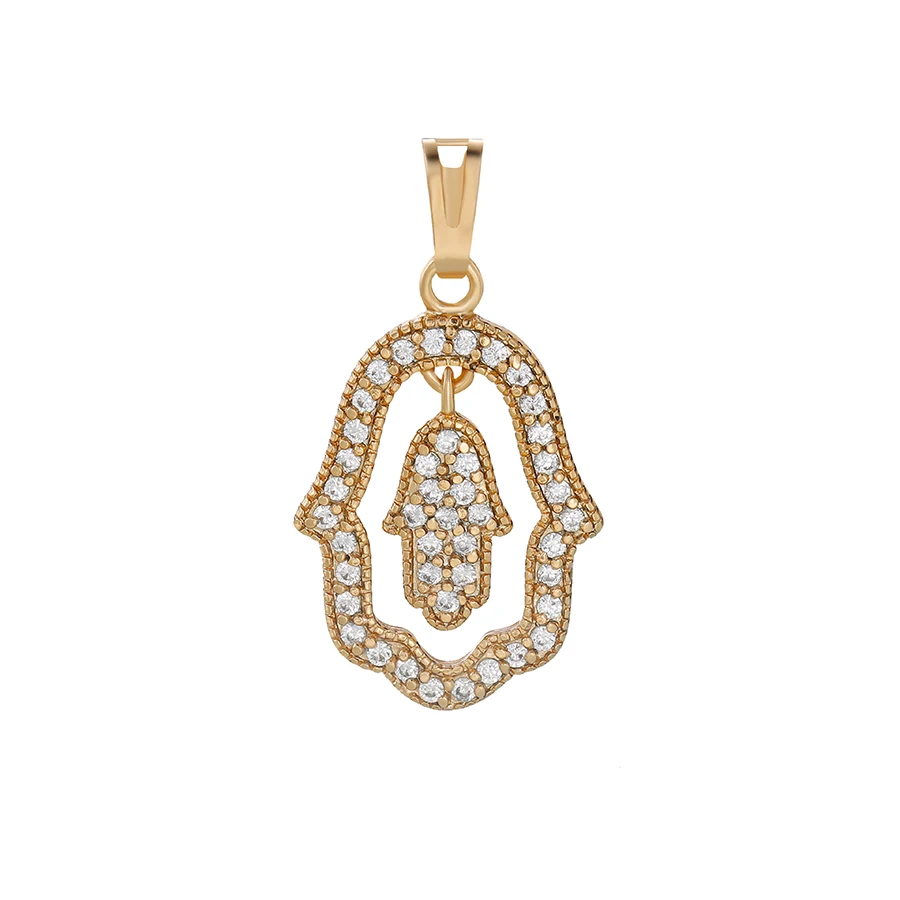 

P-21 xuping Dubai 18k gold plated Fatima hand shape Inlaid small white stone fancy fashion women necklace pendant